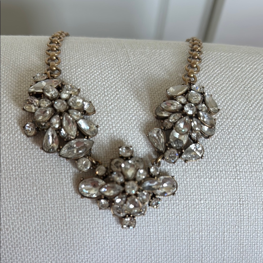 J Crew Silver Crystal Cluster Necklace